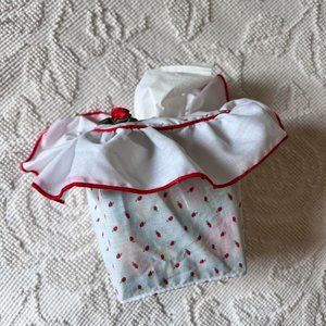 Sweet vintage microfloral rose print red and white tissue box cover.